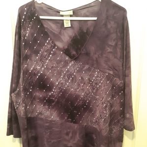 EUC Catherine's purple "tie-dye" top with beading